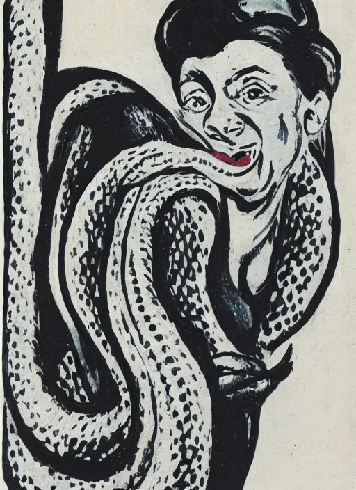 Image similar to a boa constrictor trying to get the last bit of toothpaste out of the tube, ernst ludwig kirchner