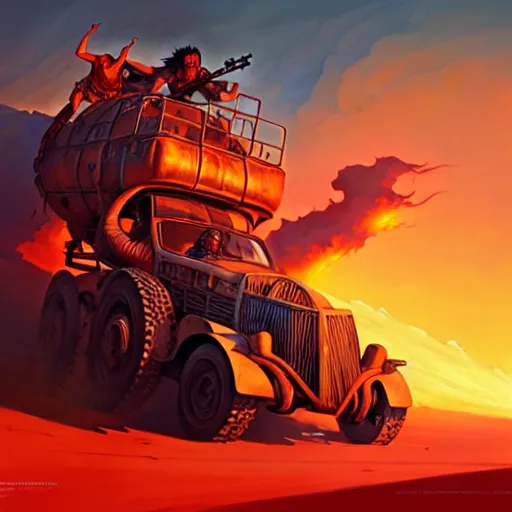 Image similar to hero world mad max fury road, behance hd by jesper ejsing, by rhads, makoto shinkai and lois van baarle, ilya kuvshinov, rossdraws global illumination