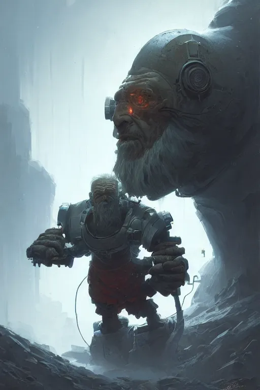 Image similar to heroic old man cyborg by anna podedworna, bayard wu, greg rutkowski