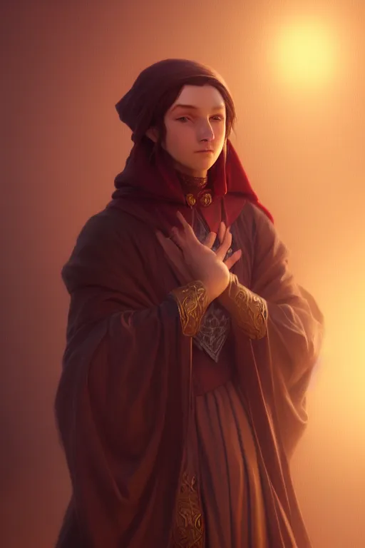 Prompt: a portrait of a wizard, bored, illustration, soft lighting, soft details, painting oil on canvas by Edmund Blair Leighton and Charlie Bowater octane render trending on artstation d&d characters, 4k, 8k, HD