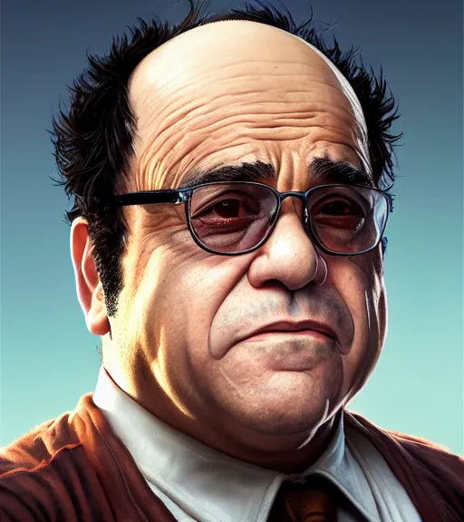 Image similar to Highly detailed portrait of Danny DeVito, in GTA V, Stephen Bliss, unreal engine, fantasy art by Greg Rutkowski, Loish, Rhads, ferdinand knab, Makoto Shinkai and Lois van baarle, ilya kuvshinov, rossdraws, Tom Bagshaw, global illumination, radiant light, detailed and intricate environment