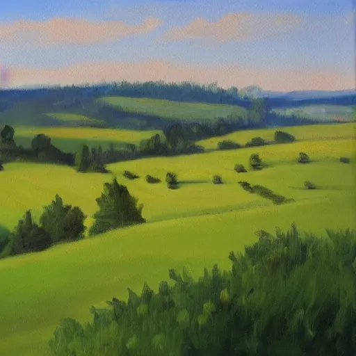 Image similar to professional landscape painting of the czech countryside