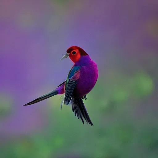 Prompt: purple bird cinematography