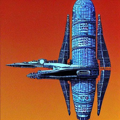 Prompt: spaceship by jean giraud