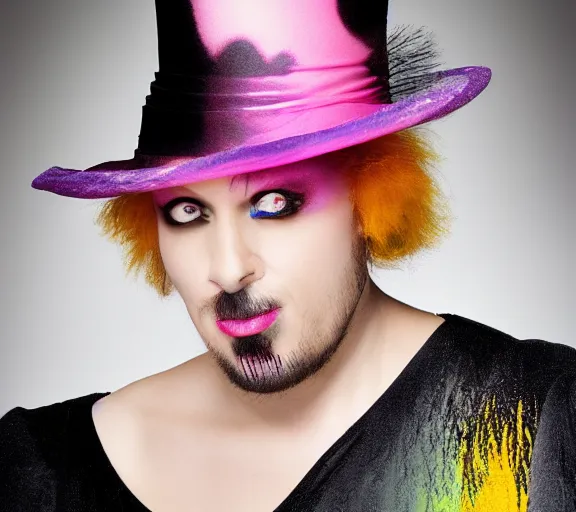 Prompt: grim-hatter, professional photoshoot, neochrome acid colors H 576