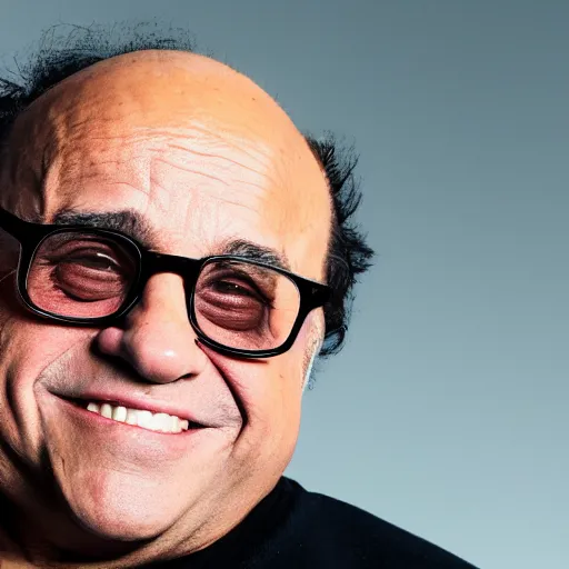 Image similar to Danny Devito portrait, XF IQ4, f/1.4, ISO 200, 1/160s, 8K, Sense of Depth, color and contrast corrected, Nvidia AI, Dolby Vision, in-frame