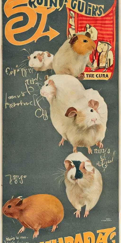 Image similar to a 1 9 1 0 s poster advertising guinea pigs