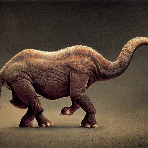 Image similar to a tyrannosaurius elephant chimera,