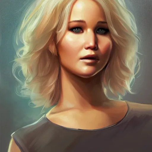 Prompt: portrait of jennifer lawrence by charlie bowater