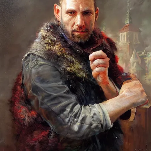 Image similar to portrait of a polish man ( 3 5 ) from poland in 2 0 2 1, an oil painting by ross tran and thomas kincade