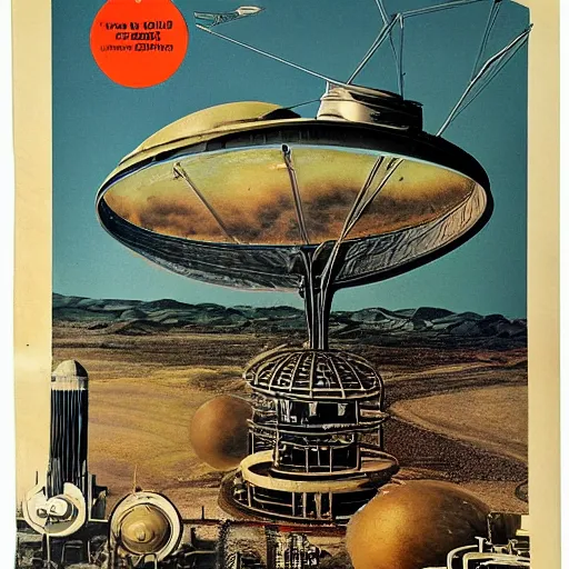 Prompt: 1960 magazine cut out collage of steam punk machinery terraforming Jupiter, Horst Jansen,