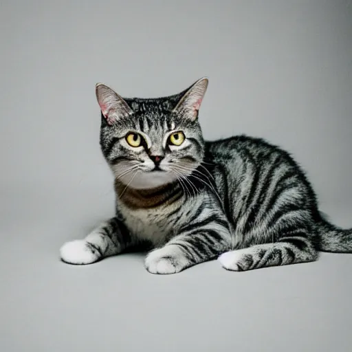 Prompt: gray tabby cat with gold crown