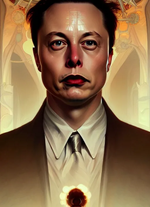 Image similar to mollusk as elon musk, portrait, intricate, elegant, highly detailed, digital painting, artstation, concept art, wallpaper, smooth, sharp focus, illustration, art by artgerm and greg rutkowski and alphonse mucha