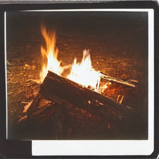 Image similar to polaroid photo of campfire with open book nearby