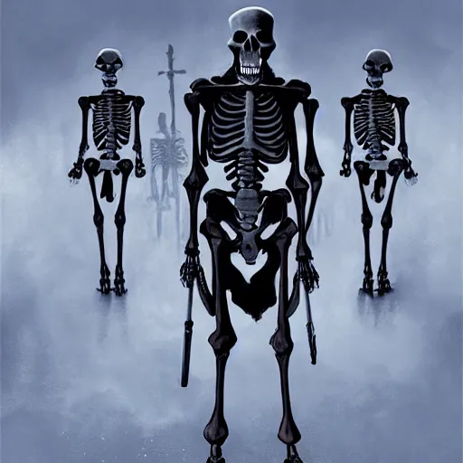 Image similar to a grim reaper, with a skeleton army, surrounded by magic, hd, by stefan koidl