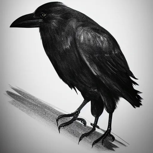 Image similar to detailed crow illustration, full body, black ink on white paper, sketched 4k