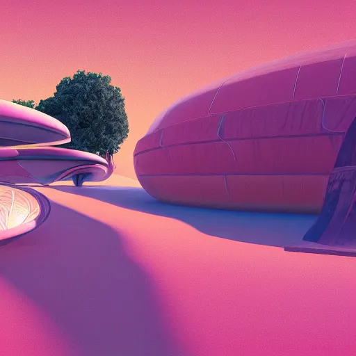 Image similar to panorama,utopia,science fiction,bio-inspired,organic,sunny,michael whelan,retro wave, pink hues,octane render