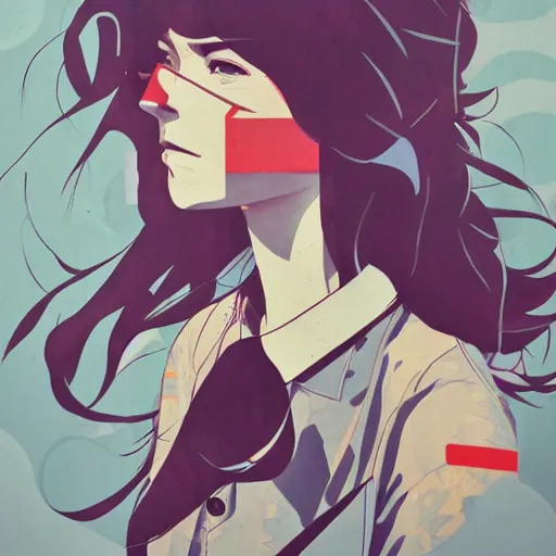 Prompt: Makise Kurisu profile picture by Sachin Teng, asymmetrical, Organic Painting , Matte Painting, geometric shapes, hard edges, graffiti, street art:2 by Sachin Teng:4