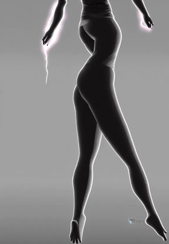 Image similar to female wearing yoga pants, volumetric lightning, highly detailed, concept art, by jin kim center of