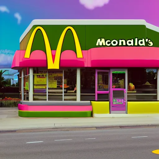 Image similar to McDonald's vaporwave aesthetic