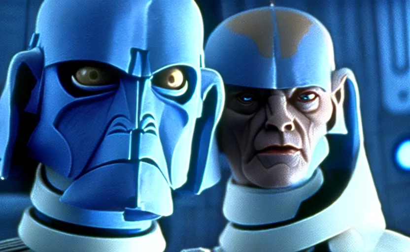 Image similar to grand admiral thrawn in empire strikes back, cinematic, film, 1 9 8 0