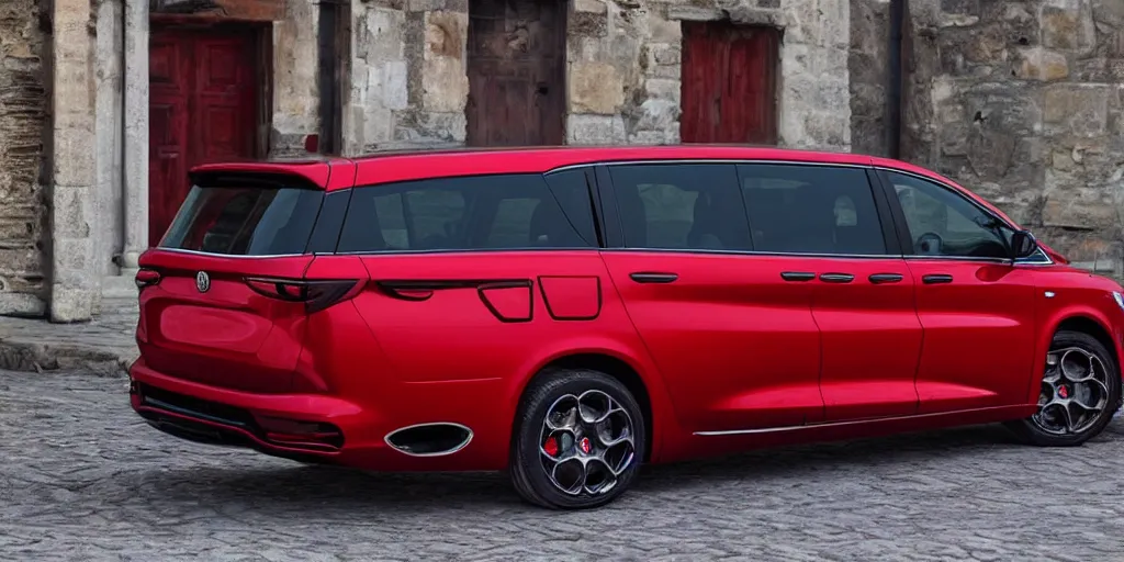 Image similar to “2022 Alfa Romeo Minivan, red”