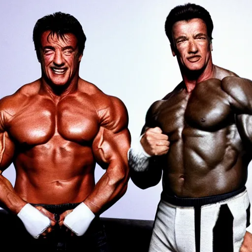 Image similar to stallone and schwarzenegger as friends series