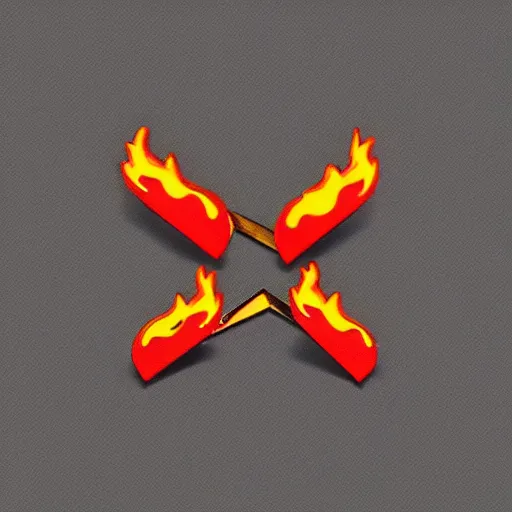 Prompt: a retro minimalistic fire exclamation mark enamel pin, hd, concept art, artstation