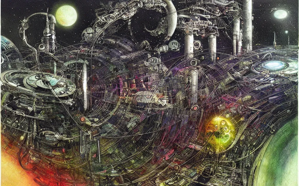 Image similar to a techno - spirit futurist cybernetic ecosystem, future perfect, award winning digital art by santiago caruso and alan bean, sharp bright colors