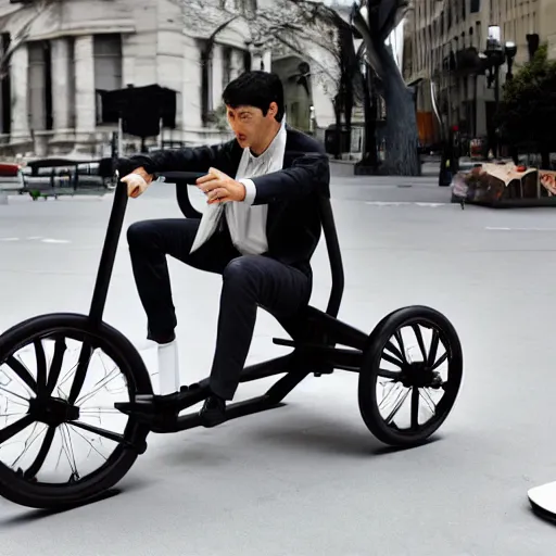 Prompt: nikola tesla designs hover tricycle, akira