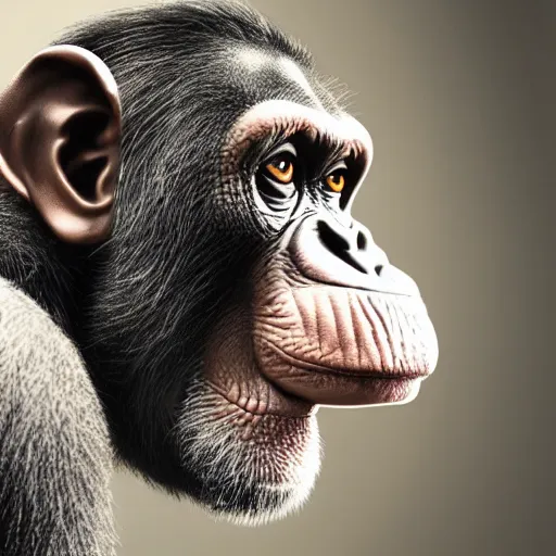 cursed hyper realistic monkey staring side eye