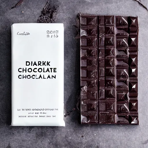 Prompt: dark chocolate bar in shape looks like till lindemann made of dark chocolate