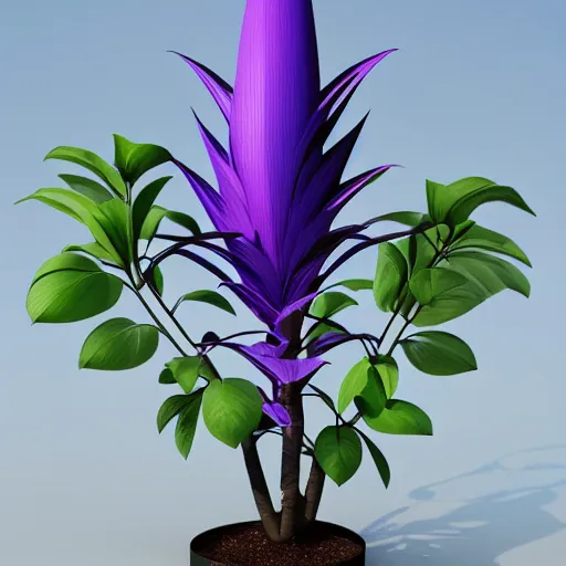 Image similar to a purple and blue alien plant, a computer rendering by jonathan zawada, pelton, featured on polycount, computer art, rendered in cinema 4 d, octane render, rendered in maya