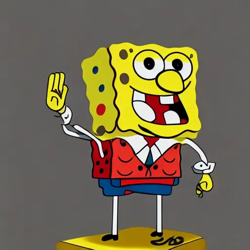 Image similar to SpongeBob, stepping to Mr Crabs, Trending on Artstation, Hiroaki Tsutsumi style