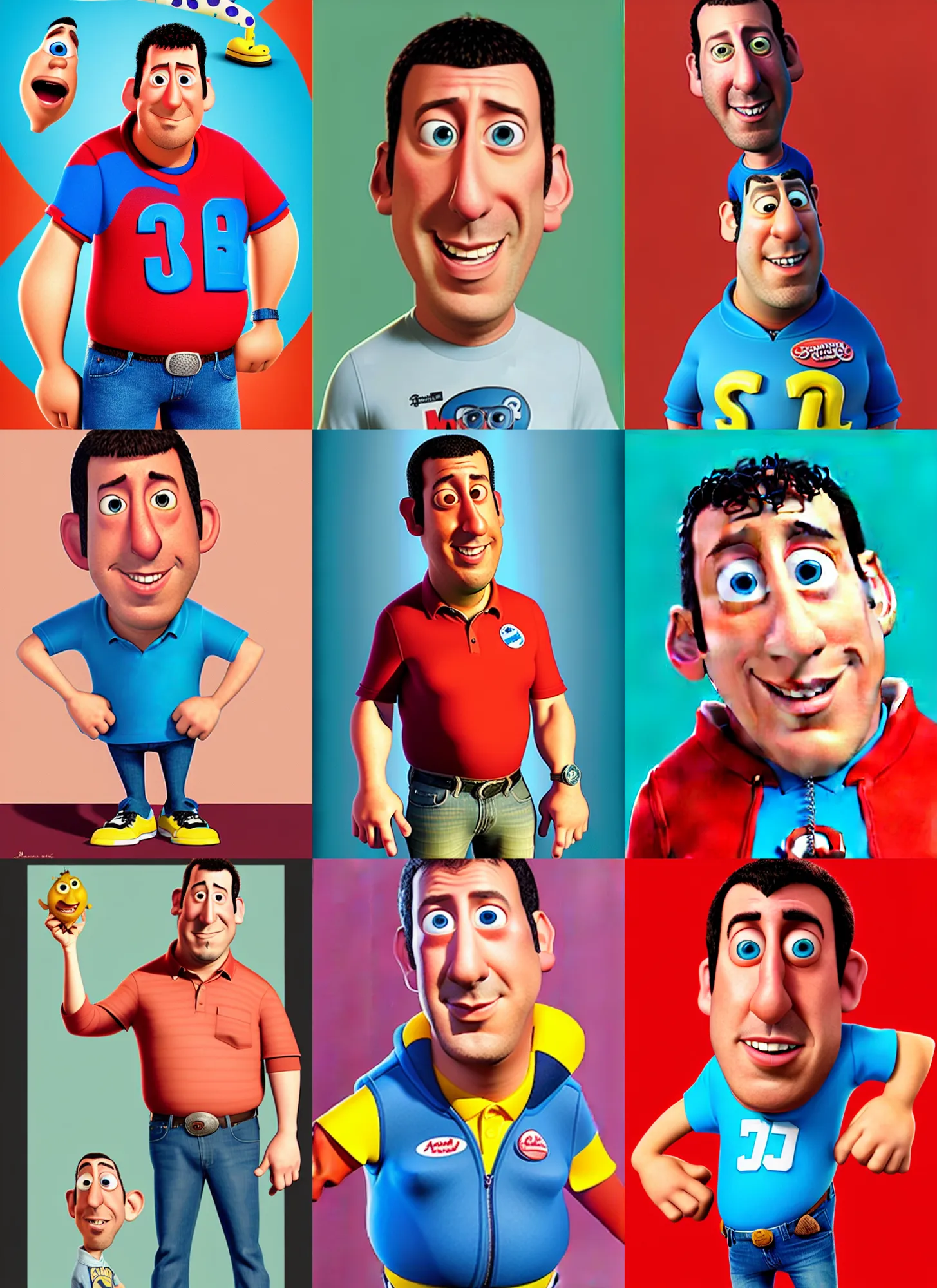 Prompt: full body portrait of adam sandler. character design by pixar
