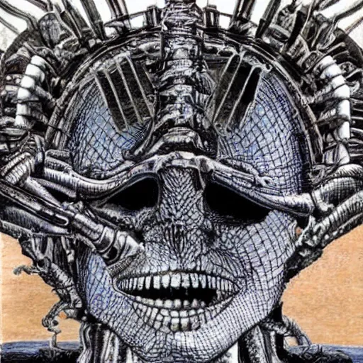 Image similar to Elon Musk by H. R. Giger, highly detailed