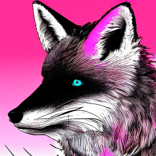 Prompt: synthwave fox, digital art