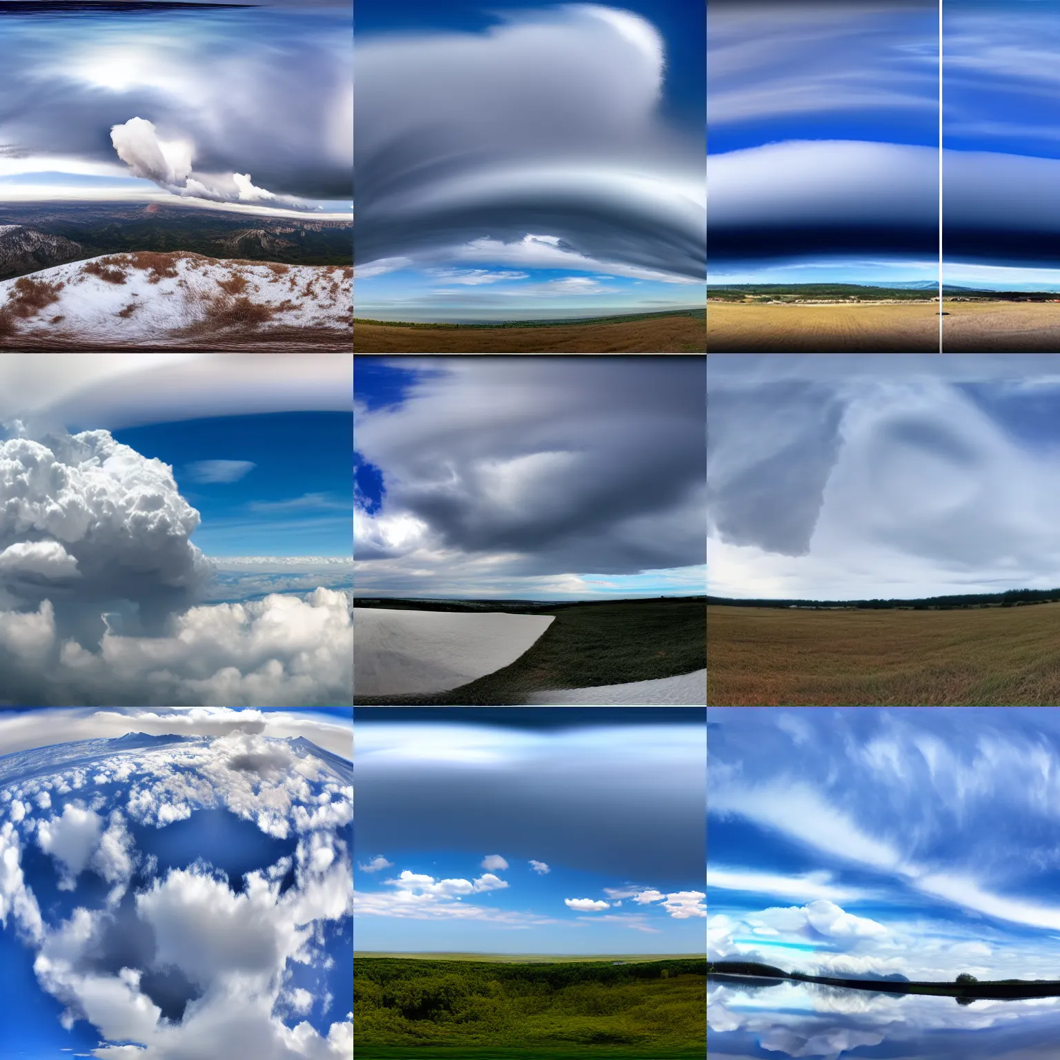 Prompt: panorama of the sky 360* with big cumulonimbus clouds