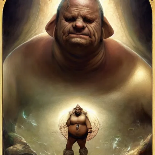 Prompt: fantasy portrait, portly elephantine man, wearing loincloth, holding holy symbol, rpg game, main character, detailed, digital painting, artstation, sharp focus, illustration, tomasz alen kopera, peter mohrbacher, donato giancola, joseph christian leyendecker, wlop, frank frazetta