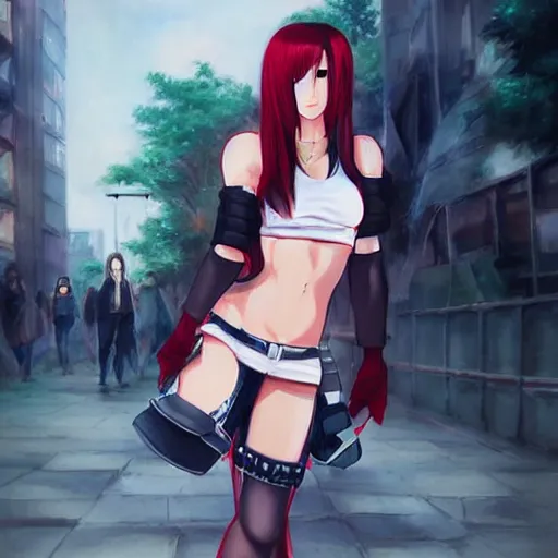 Prompt: high quality art of tifa lockhart in harajuku fashion, trending on artstartion