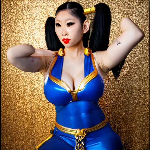 Prompt: a photo of a woman cosplaying as Chun-Li, realistic, high definition