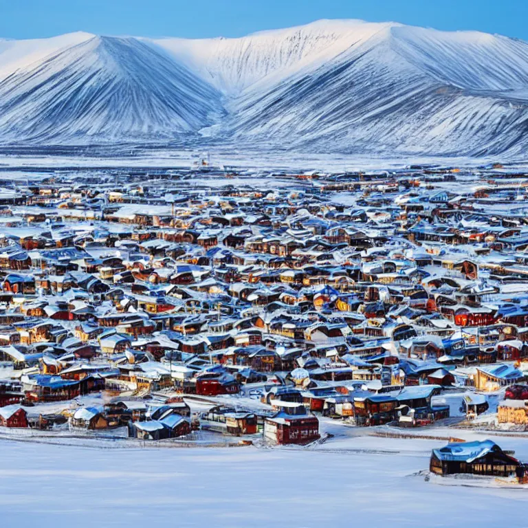 Image similar to a beautiful town in svalbard, snow