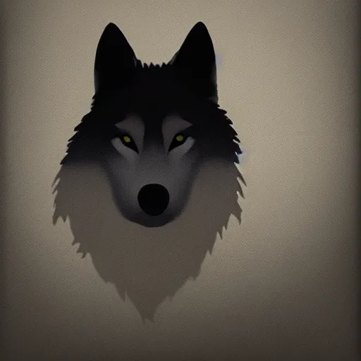 Prompt: a wolf, dark minimalism