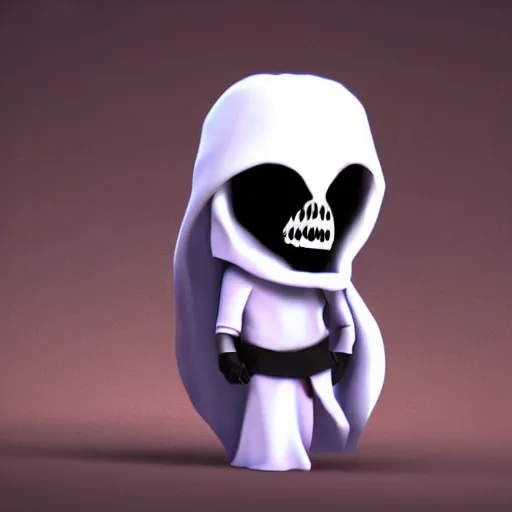 Prompt: grim reaper chibi video game render