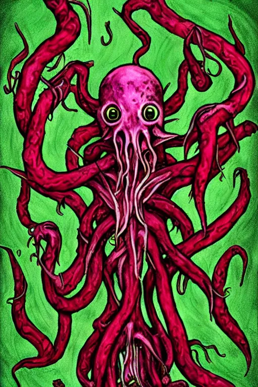 Image similar to flesh eating plant eldritch horror cthulhu, concept art, digital art, tarot card