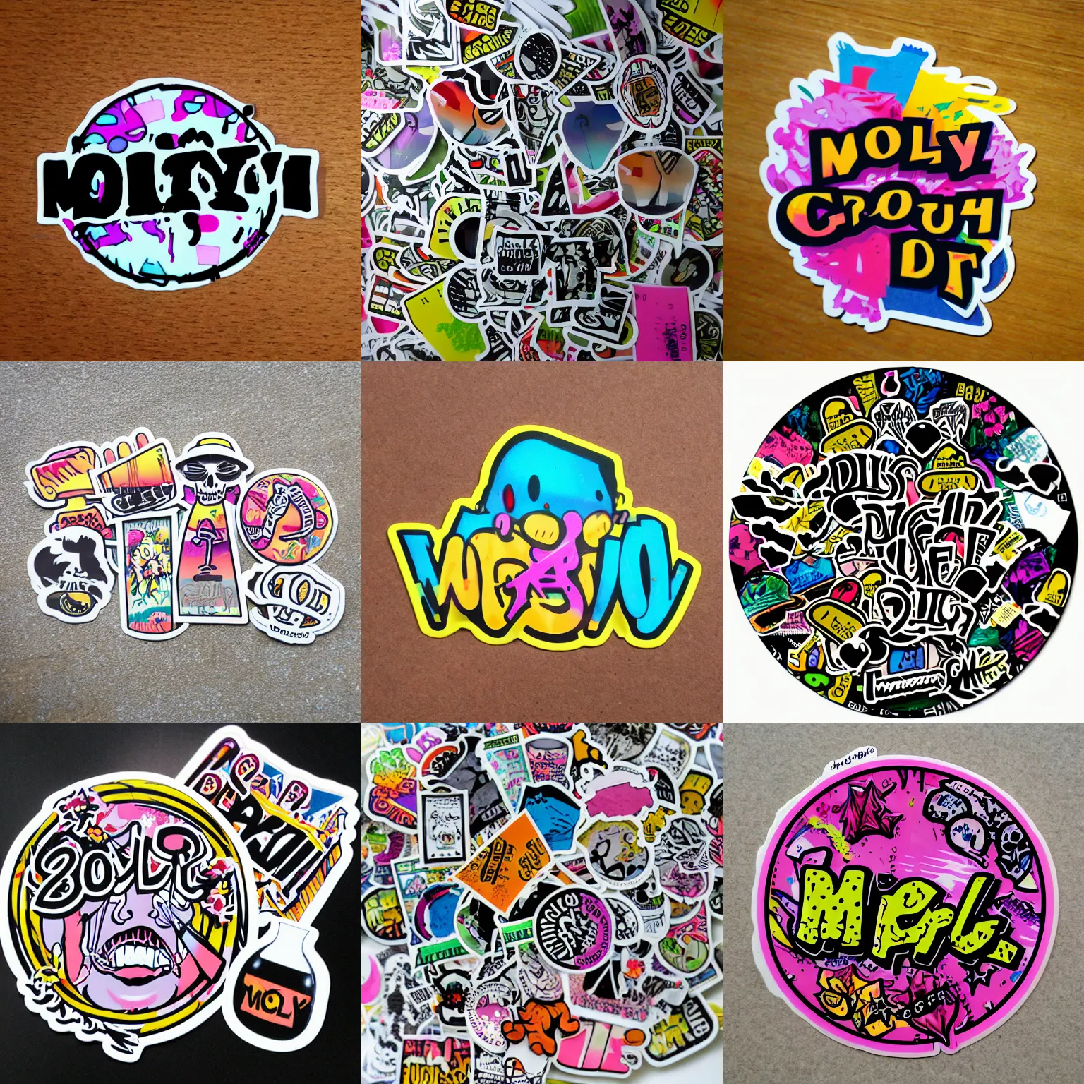 Prompt: die cut stickers molly graffiti