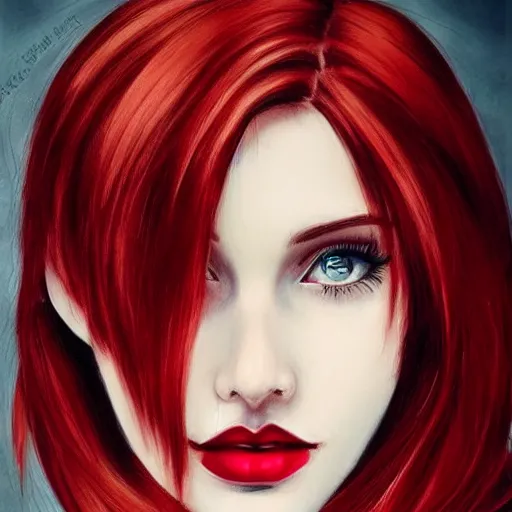 Prompt: Portrait of a beautíful young lady with red hair, sharp, detailed, award winning, arstation, pinterest