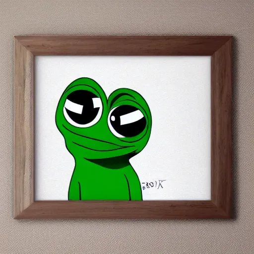 Image similar to Realistic pepe the frog alone and sad in his bedroom