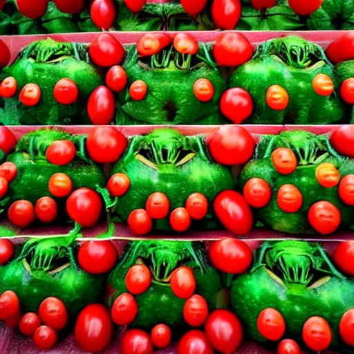 Image similar to attack of the killer's tomatoes. h r giger style