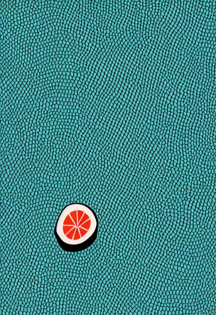 Prompt: extreme closeup of a single sushi, hyper minimalist geometric flat color solid spot color, 9 0 s graphic design art poster design in the style of die gestalten verlag